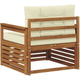  Set vanjskih sofa Čvrsto drvo akacije i poliester Prirodna - Prirodna boja i krem Otvoreni okvir | shoptok.hr