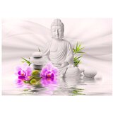  Samoljepljiva foto tapeta - Buddha and pink orchids 245x175 | shoptok.hr