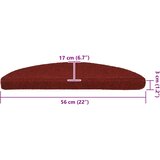  Prostirke za stepenice, samoljepljive, 30 kom, 56x17x3 cm, bordo crvene, poluokrugle | shoptok.hr
