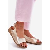 Maciejka Women's leather wedge sandals L7069 Gold | shoptok.hr