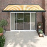 vidaXL Zložljiva tenda rumena in bela 3,5x2,5 m blago in aluminij | Shoptok.si