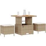  Vrtna garnitura - 3-dijelni vrtni blagovaonski set s jastučićima bež poli ratan akacija | shoptok.hr