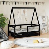 The Living Store Otroški posteljni okvir s predali črn 70x140 cm trdna borovina - Otroški Posteljni Okvir, (21625262) | Shoptok.si