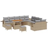  13-dijelni vrtni sofa set s jastucima bež poli ratan akacija Vrtna garnitura - 3-dijelni vrtni blagovaonski set s jastucima bež | shoptok.hr