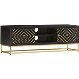 vidaXL TV omarica črna in zlata 120x30x40 cm trden mangov les | Shoptok.si