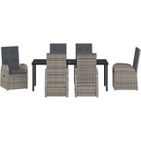  7-delni vrtni jedilni set z blazinami sivi poli ratan, (22111050) | Shoptok.si
