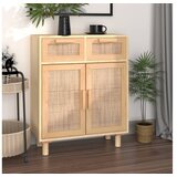  Komoda smeđa 60x30x75 cm masivna borovina i prirodni ratan | shoptok.hr