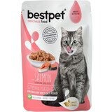 BESTPET sosić za sterilisane mačke, komadići lososa u želeu, 85g