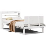 Maison Chic Posteljni okvir - Enojna postelja - Postelja za odrasle z vzglavjem brez vzmetnice bel 100x200 cm, (21695007) Cene