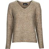 Pieces PCELLEN LS V-NECK KNIT Smeđa Cijene