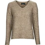 Puloverji PCELLEN LS V-NECK KNIT Kostanjeva