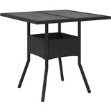  Vrtni stol sa staklenom pločom crni 80x80x75 cm od poliratana | shoptok.hr