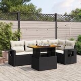  6-dijelni set vrtnih sofa s jastucima crni od poliratana | shoptok.hr
