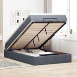 vidaXL Otomanski posteljni okvir z vzmetnico siv 120x200 cm žamet | Shoptok.si
