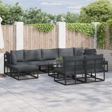 vidaXL Vrtna sedežna garnitura 9 pcs Črna 353 x 141,5 x 71 cm Aluminij | Shoptok.si