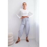 Kesi Grey trousers with wide legs and pockets cene