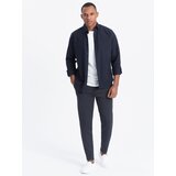 Ombre CARROT men's pants in structured two-tone knit - navy blue | shoptok.hr