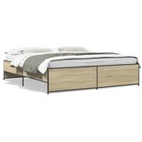  Okvir za krevet boja hrasta 200x200cm konstruirano drvo i metal | shoptok.hr