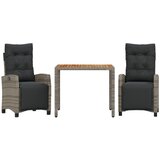  The Living Store Vrtna jedilna garnitura 3-delna z blazinami siv poli ratan - Vrtna Jedilna Garnitura, (21451337) | Shoptok.si