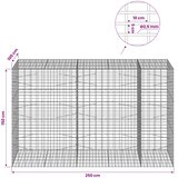  Gabion s žicom debljine 3,5 mm i mrežom 5x10 cm 250x100x150 cm | shoptok.hr