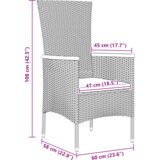  Set od 5 komada za vrtno objedovanje s jastučićima sivi poly ratan | shoptok.hr