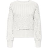 Only Katia Life Loose Cable Knit - Cloud Dancer Bijela | shoptok.hr