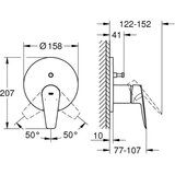 Grohe UGRADNA BAUEDGE BATERIJA ZA TUŠ SA PREBACIVAČEM 24162001 | Eponuda.com