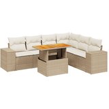 Maison Chic Seti vrtnega pohištva - Vrtna garnitura - Vrtni pohištvo set 7-delna z blazinami bež poli ratan, (21805121) | Shoptok.si