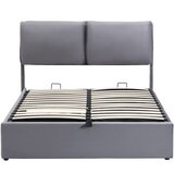 Lumor Postelja iz žameta s predalom – 140x200 cm – s 3 predali – siva (brez vzmetnice), (22151202) | Shoptok.si