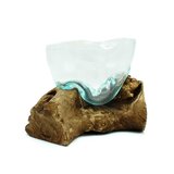  Skleda iz staljenega stekla na lesu - asimetrična oblika - Home warming - Za 30 let | Shoptok.si