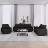  3-dijelni set sofa s jastucima crni od mikrovlakana | shoptok.hr