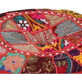 Tabure s patchworkom okrugli pamučni 40 x 20 cm crveni | Eponuda.com