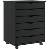 vidaXL Rolling Cabinet s predali MOSS Black Masivni les borovega lesa