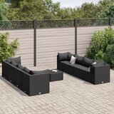 vidaXL 9-dijelna vrtna garnitura od poliratana s jastucima crna | shoptok.hr