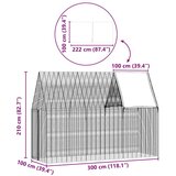  Kletka za zajce srebrna 300 x 100 x 210 cm Cinkana jeklena, (5000204316) | Shoptok.si
