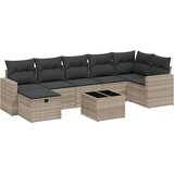 Maison Chic Seti vrtnega pohištva - Vrtna garnitura - Vrtni pohištvo set 8-delna z blazinami sv. siv poli ratan, (21800045) | Shoptok.si