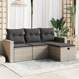 Maison Chic Seti vrtnega pohištva - Vrtna garnitura - Vrtni pohištvo set 4-delna z blazinami siv poli ratan, (21816276) | Shoptok.si