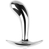 SuperLove Curved Anal Plug Silver-Clear Gem Small Cene