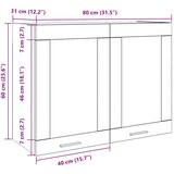 Viseći stakleni ormarić "Lyon" Artisan hrast 80x31x60 cm Inženirsko drvo | shoptok.hr