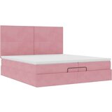  Okvir kreveta s madracima ružičasti 200x200cm baršunasti | shoptok.hr