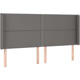  Vzglavje z ušesi sivo 203x16x118/128 cm umetno usnje, (20934041) | Shoptok.si