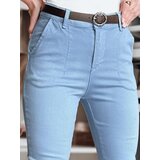 DStreet Spodnie damskie slim fit z paskiem TAIRONIK niebieskie | Shoptok.si
