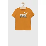 Puma Dječja pamučna majica kratkih rukava ESS+ MATES Tee boja: žuta