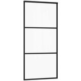 vidaXL Drsna vrata ESG steklo in aluminij 90x205 cm črna | Shoptok.si