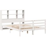 vidaXL Krevet s regalom z knjige bez madraca bijeli 120x190cm borovina | shoptok.hr