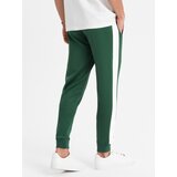 Ombre Men's sweatpants joggers with contrasting stripes - dark green | shoptok.hr