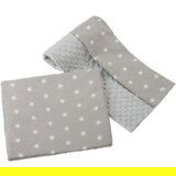 Medi Partners Quilt 75x100 + pillow 35x30 cotton + minky – White stars on gray + gray minky | shoptok.hr