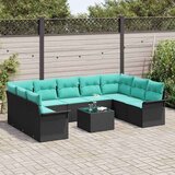 Vrtna sedežna garnitura z blazino 10 pcs Črna Poly ratan, (5000146622) | Shoptok.si