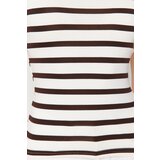 Trendyol Brown Striped Viscose/Soft Fabric Fitted Knitted Blouse Cene