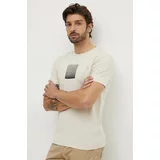 Calvin Klein Bombažna kratka majica moška, bež barva, K10K113107